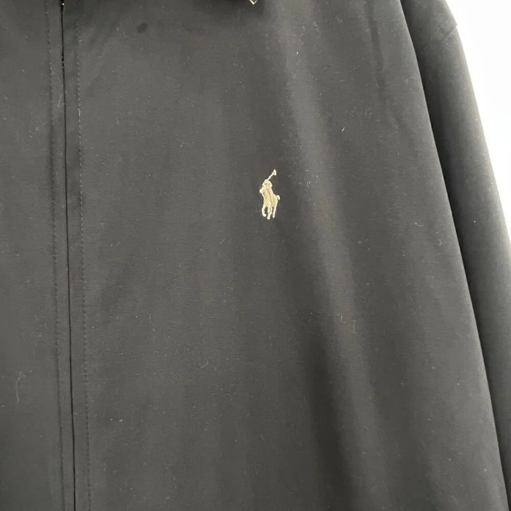 Polo Ralph Lauren Black Full Zip Harrington Bi-Swing Windbreaker Jacket Size XL